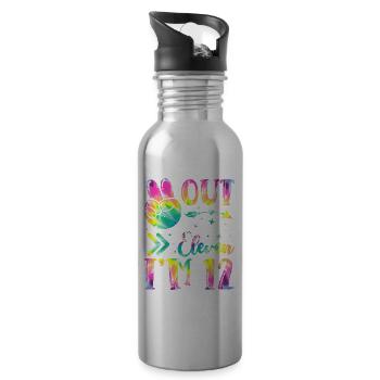 Peace Out Eleven I'm 12 | Tie Dye Themed - Water bottle with straw - silver - Right