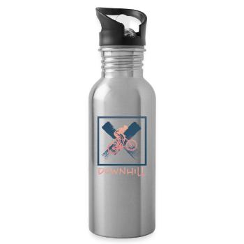 Grunge Downhill - Water bottle with straw - silver - Right