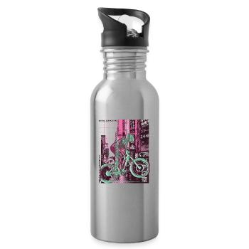 Asian City Downhill - Water bottle with straw - silver - Right