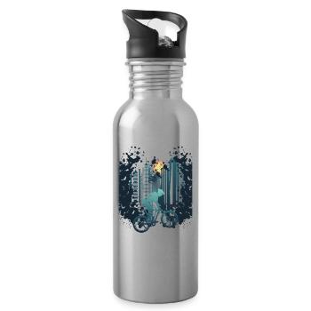 Skyline Downhill - Water bottle with straw - silver - Right