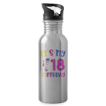 C’est mon 18e anniversaire Dabbing Unicorn Pony - Gourde avec paille intégrée - argent clair - Droite