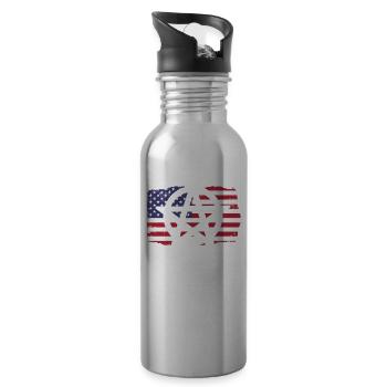 Amerikanische Flagge Hexerei Zauberei Pentagramm - Trinkflasche mit integriertem Trinkhalm - Lightsilver - Rechts
