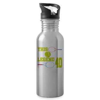 This sports legend is now 40, tennis 40. - Water bottle with straw - silver - Right