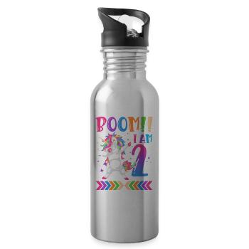 Boom!! Ich Bin 2, Buntes Lustiges Einhorn 2. - Trinkflasche mit integriertem Trinkhalm - Lightsilver - Rechts