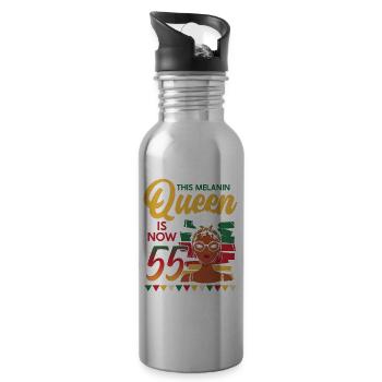 Cette reine de mélanine a maintenant 55 ans, 55 ans - Gourde avec paille intégrée - argent clair - Droite