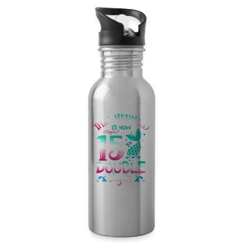 Diese Meerjungfrau Ist Jetzt 15 Zweistellig, - Trinkflasche mit integriertem Trinkhalm - Lightsilver - Rechts