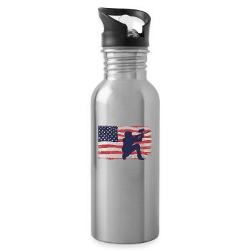 Amerikanische Fahne Paintball - Trinkflasche mit integriertem Trinkhalm - Lightsilver - Rechts