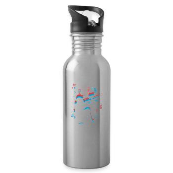 Vaporwave Synthwave Skyline Paintball - Trinkflasche mit integriertem Trinkhalm - Lightsilver - Rechts