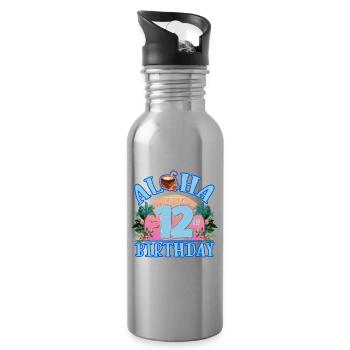 Aloha It Is My 12th Birthday Coconut - Water bottle with straw - silver - Right