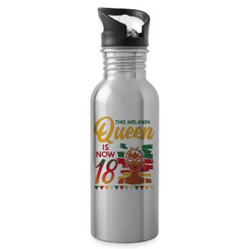 This melanin queen is now 18 years old, 18 - Water bottle with straw - silver - Right