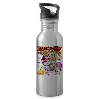 Halloween Is Better With Cats Spooky Kitty - Water bottle with straw - silver - Right