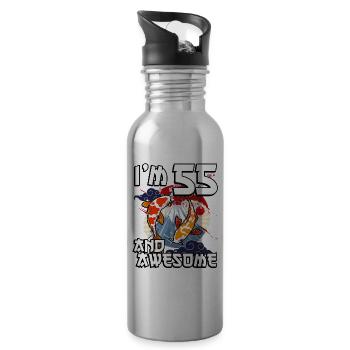 I Am 55 And Awesome Japanese Carp Koi - Water bottle with straw - silver - Right