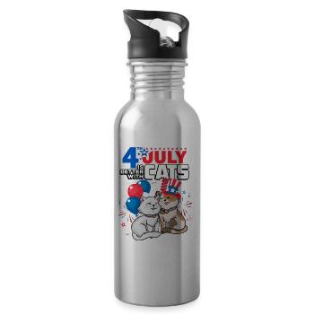 Der 4. Juli Ist Besser Mit Katzen - Trinkflasche mit integriertem Trinkhalm - Lightsilver - Rechts
