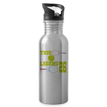 This sports legend is now 26, tennis 26. - Water bottle with straw - silver - Right