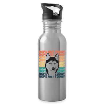 Husky nein heute nicht - Trinkflasche mit integriertem Trinkhalm - Lightsilver - Rechts