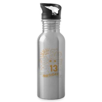 Too Groovy On My 13th Birthday Thirteen years old - Water bottle with straw - silver - Right