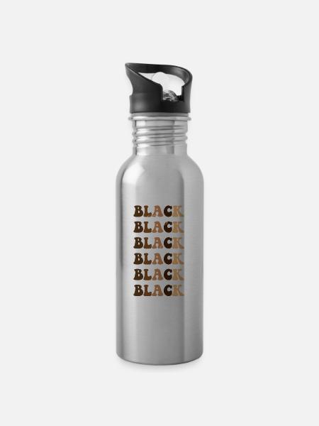 Schwarze Geschichte Schwarze Macht Schwarzer - Trinkflasche mit integriertem Trinkhalm - Lightsilver