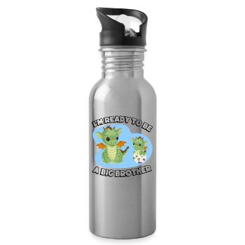 I'm ready to be a big brother - Water bottle with straw - silver - Right