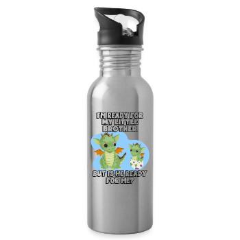 Ich Bin Bereit Für Meinen Kleinen Bruder, Aber - Trinkflasche mit integriertem Trinkhalm - Lightsilver - Rechts