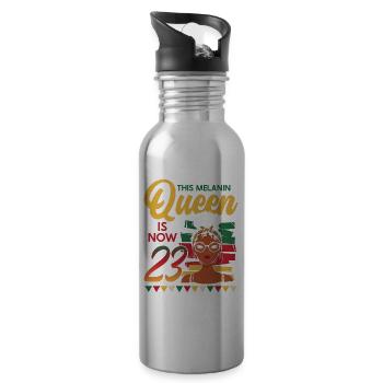 Diese Melaninkönigin Ist Jetzt 23 Jahre Alt, 23 - Trinkflasche mit integriertem Trinkhalm - Lightsilver - Rechts