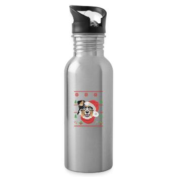 Australian Shepherd Merry Christmas - Water bottle with straw - silver - Right
