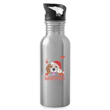 Beagle Merry Christmas - Water bottle with straw - silver - Right