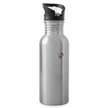 Bullterrier Frohe Weihnachten - Trinkflasche mit integriertem Trinkhalm - Lightsilver - Rechts