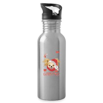 Chihuahua Merry Christmas - Water bottle with straw - silver - Right