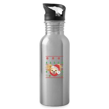 Chihuahua Merry Christmas - Water bottle with straw - silver - Right