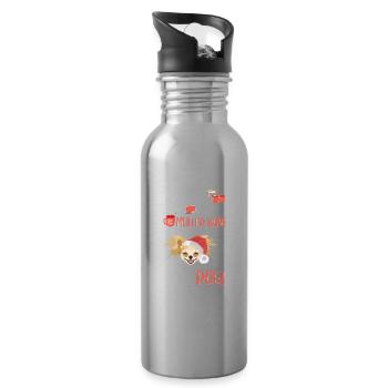 Chihuahua Mulled Wine Christmas - Water bottle with straw - silver - Right
