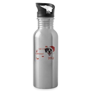 Dalmatian Merry Christmas - Water bottle with straw - silver - Right