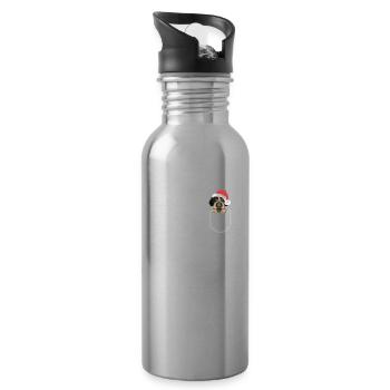 German Wirehair Merry Christmas - Water bottle with straw - silver - Right