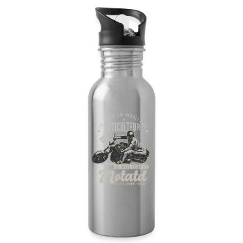 Motard le meilleur viticulteur cadeau vigneron - Gourde avec paille intégrée - argent clair - Droite