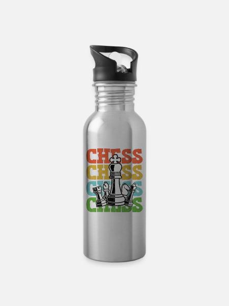 Échecs Rétro Vintage - Gourde avec paille intégrée - argent clair