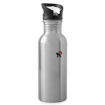 Labrador Merry Christmas - Water bottle with straw - silver - Right