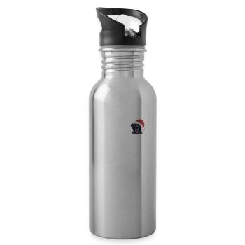 Labrador Merry Christmas - Water bottle with straw - silver - Right