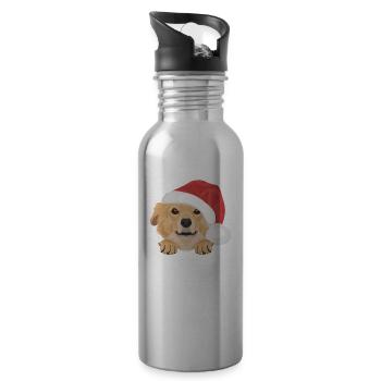 Retriever de la Nouvelle-Écosse Joyeux Noël - Gourde avec paille intégrée - argent clair - Droite