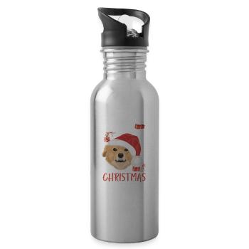 Retriever de la Nouvelle-Écosse Joyeux Noël - Gourde avec paille intégrée - argent clair - Droite