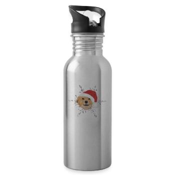 Retriever de la Nouvelle-Écosse Joyeux Noël - Gourde avec paille intégrée - argent clair - Droite