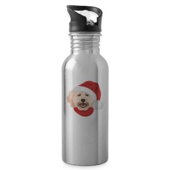 Pudel Frohe Weihnachten - Trinkflasche mit integriertem Trinkhalm - Lightsilver - Rechts