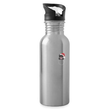 Staffordshire Bull Terrier Merry Christmas - Water bottle with straw - silver - Right