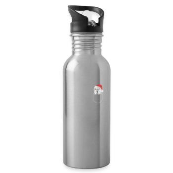 West Highland Terrier Merry Christmas - Water bottle with straw - silver - Right
