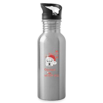 West Highland Terrier Merry Christmas - Water bottle with straw - silver - Right