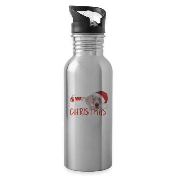 Weimaraner Frohe Weihnachten - Trinkflasche mit integriertem Trinkhalm - Lightsilver - Rechts