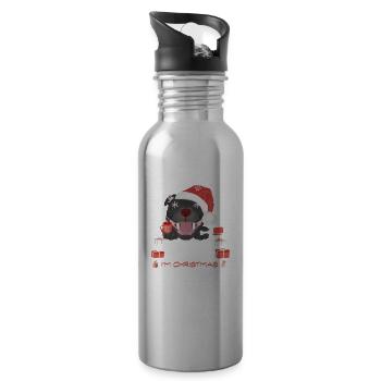 Staffordshire Bullterrier Weihnachtsmarkt - Trinkflasche mit integriertem Trinkhalm - Lightsilver - Rechts