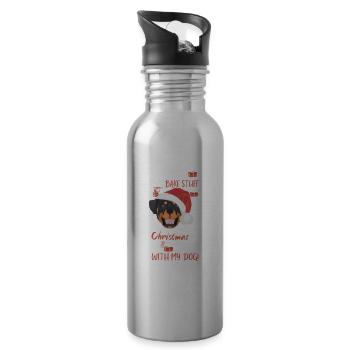 Rottweiler Frohe Weihnachten - Trinkflasche mit integriertem Trinkhalm - Lightsilver - Rechts