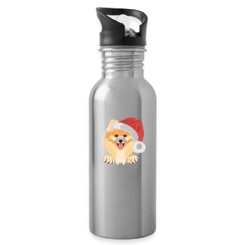 Zwergspitz Joyeux Noël - Gourde avec paille intégrée - argent clair - Droite