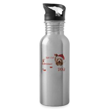 Yorkshire Terrier Merry Christmas - Water bottle with straw - silver - Right