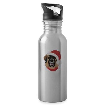 Merry Christmas Leonberg - Water bottle with straw - silver - Right