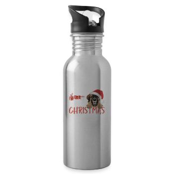 Merry Christmas Leonberg - Water bottle with straw - silver - Right